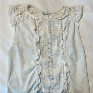 White Zara Eyelet Sleeveless Top